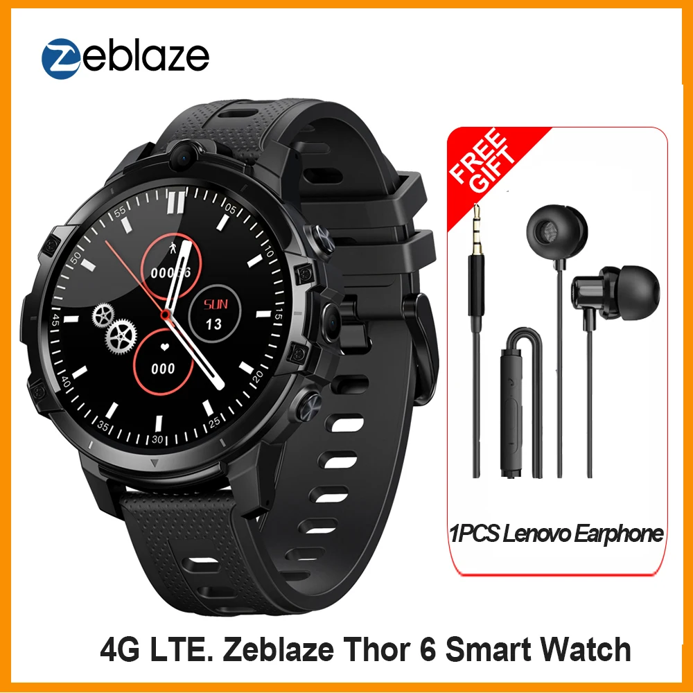 Смарт-часы 4G LTE Zeblaze THOR 6 GPS 1 дюймов циферблат для Google Play 830 мАч 5.0MP двойная камера 4