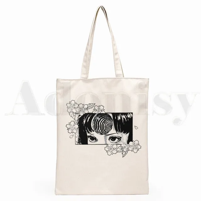Japan Manga Junji Ito Tomie Shintaro Kago Graphic Hipster Cartoon Print Shopping Bags Girls Fashion Casual Pacakge Hand Bag M