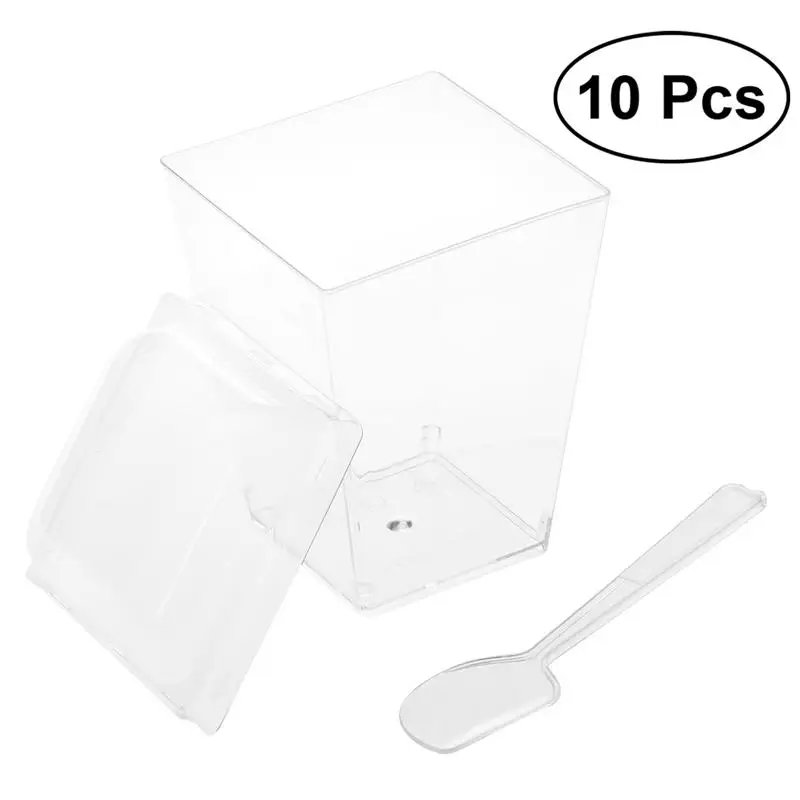 10 Sets 150ML Mini Dessert Cups Appetizer Bowls and Spoons Small Catering Supplies Tasting Glasses Parfait Tumblers for Cake |