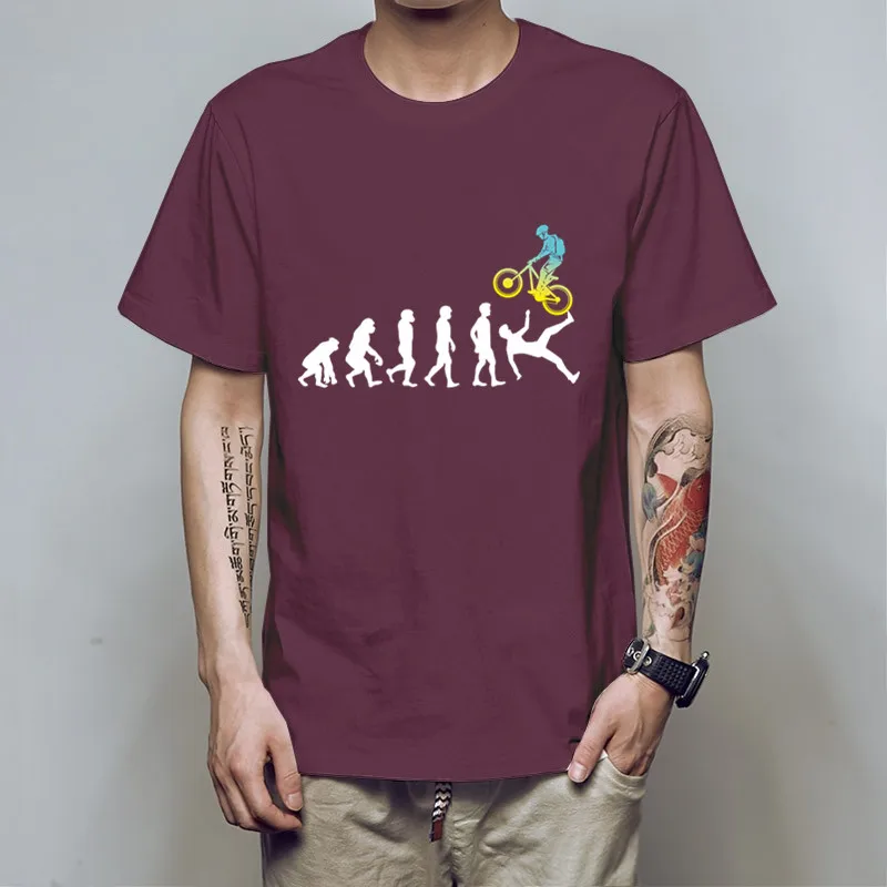 Evolution Bike T-Shirt Online Mens Crewneck Short Sleeved Tees Personalized Teenage Printed Clothing Elf on The Shelf Clothes | Мужская