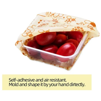 

Beeswax Food Wrap, Reusable Food Wrap Beeswax Wrap 4 Pack for Sandwich, Cheese, Fruit, Bread, Snacks, Non Plastic Food Storage 1