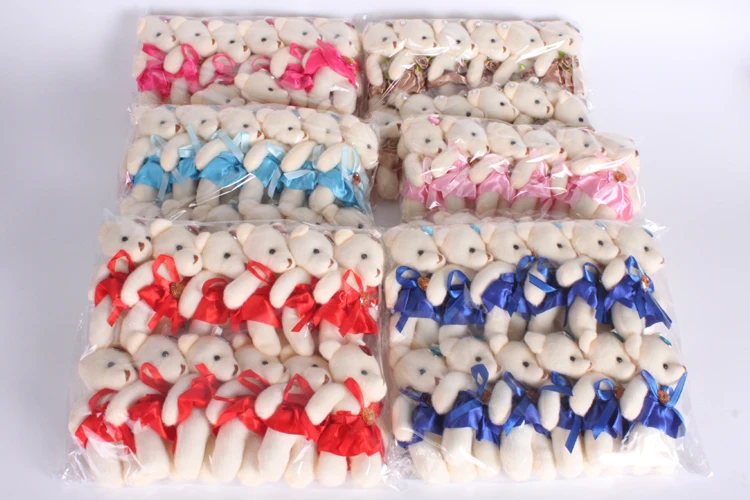 36 шт./лот 15 цветов мини плюшевые куклы Рождественский подарок медведь плюшевая игрушка медведь букет для подруги свадебный подарок ключевая цепь кулон