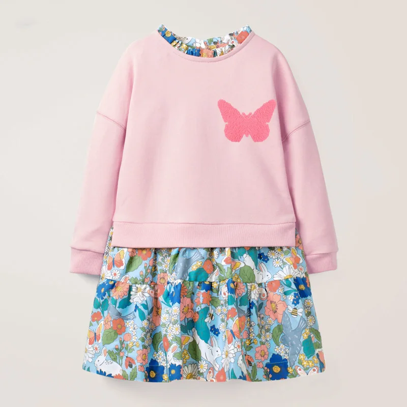 

Floral Girls Dresses for Autumn Kids Cotton Princess Dress Children Clothes Costume Dress Baby Girls Flower Party Dress