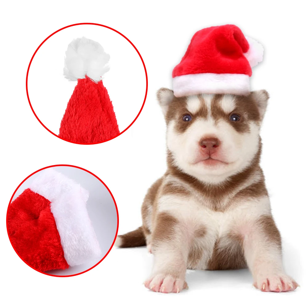 

Adjustable Santa Pet Hat Christmas 19X13cm Costume for Cat Dogs Puppy Elasticated Suitable Dress Up Holiday Accessory Pet Decor