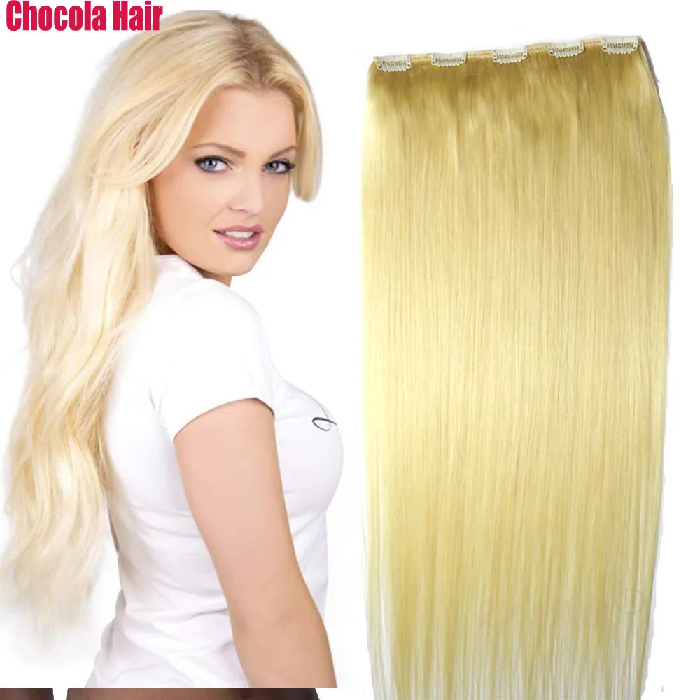 Chocala 100% Brazilian Human Remy Hair Extensions 20"-28" 180g One Piece Set With 5 Clips In 1pcs No-lace Straight