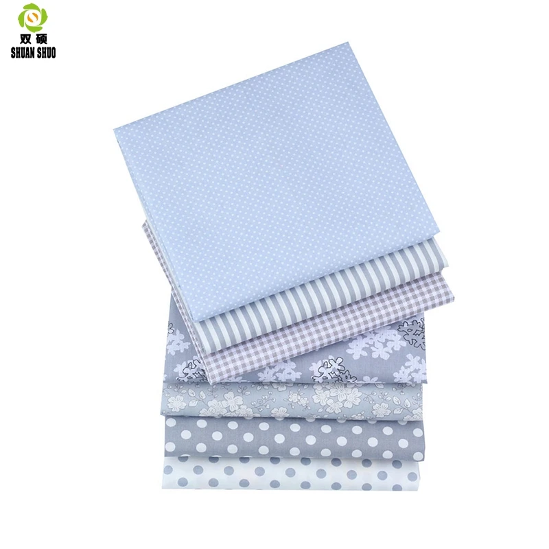 Lattices&Stripes Print Patchwork Fabric Fat Quarter Bundles Cotton Fabric For Sewing Doll Cloths 40*50cm 7pcs/lot