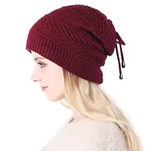 Autumn and Winter Ms Wool Hat Outdoor Plus Velvet Knit Cap Winter Warm Multi Function Hat Scarf Thick Warm Hat Skullies Girl Hat multi function deer pattern cashmere warm keep hat scarf black white