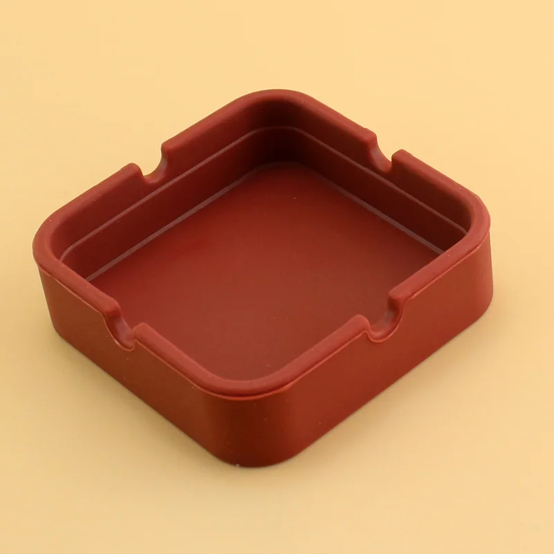 Square Brown Пепельница из силикагеля, силиконовая квадратная круглая пепельница, аксессуары для курения, разные цвета, желтый, зеленый, черный, красный, синий, коричневый - Цвет: Square Brown