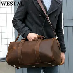 WESTAL Мужская Натуральная кожа Дорожная сумка для багажа вещевой мешок чемодан для переноски багажа мужские сумки большие выходные сумки