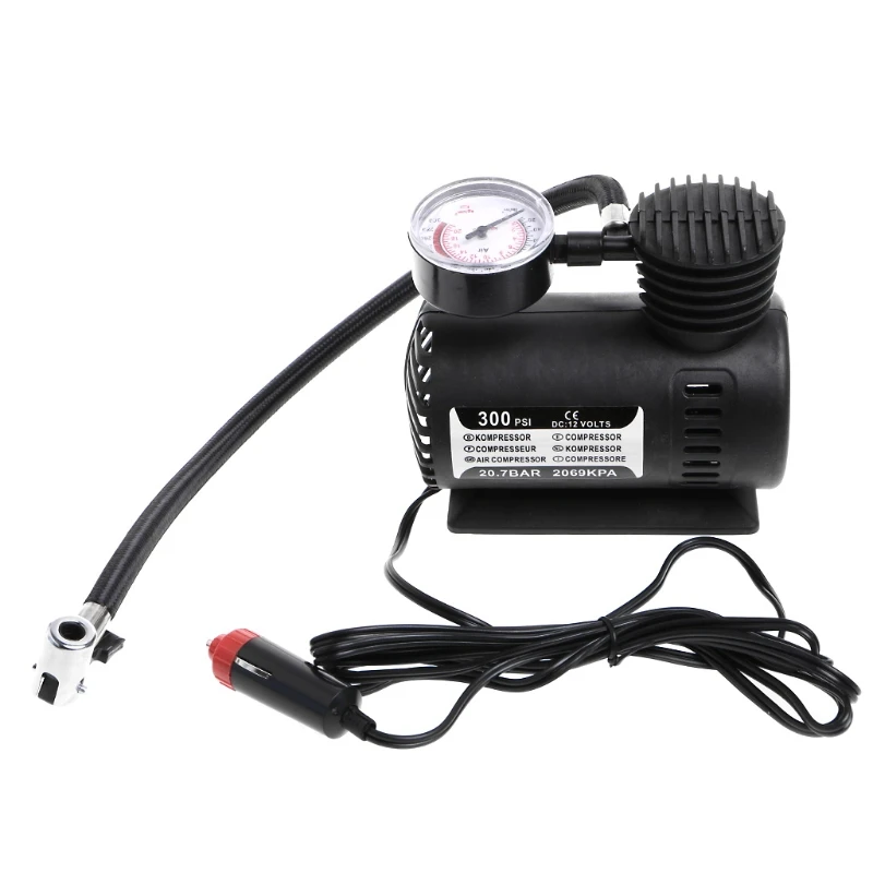Minicompresor de aire portátil para coche, bomba eléctrica de inflado de  neumáticos con calibre, 300 PSI, 12V|Bomba inflable| - AliExpress