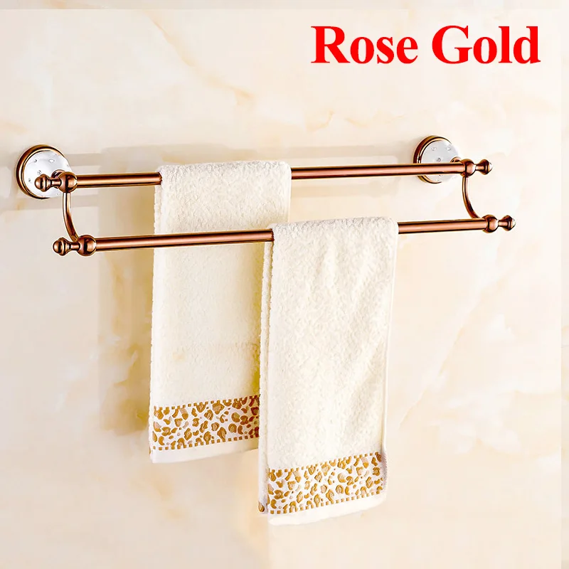 Rose Gold Vidric ПОЛОТЕНЦЕДЕРЖАТЕЛЬ для ванной бар с крючками Золото Хром розовое золото creamic держатель с бриллиантами аксессуары для ванной комнаты вешалки F - Цвет: Rose Gold