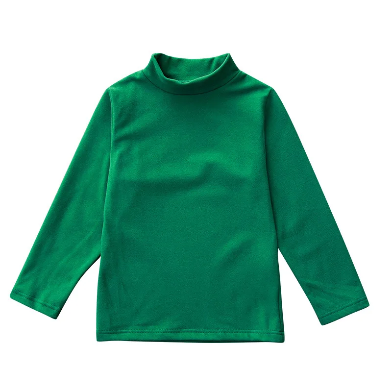 솔리드 보이즈 티셔츠 가을 긴 소매 터틀넥 하이 칼라 티셔츠 따뜻한 소녀 Bottoming Shirt Kids Top 속옷 2-16Y