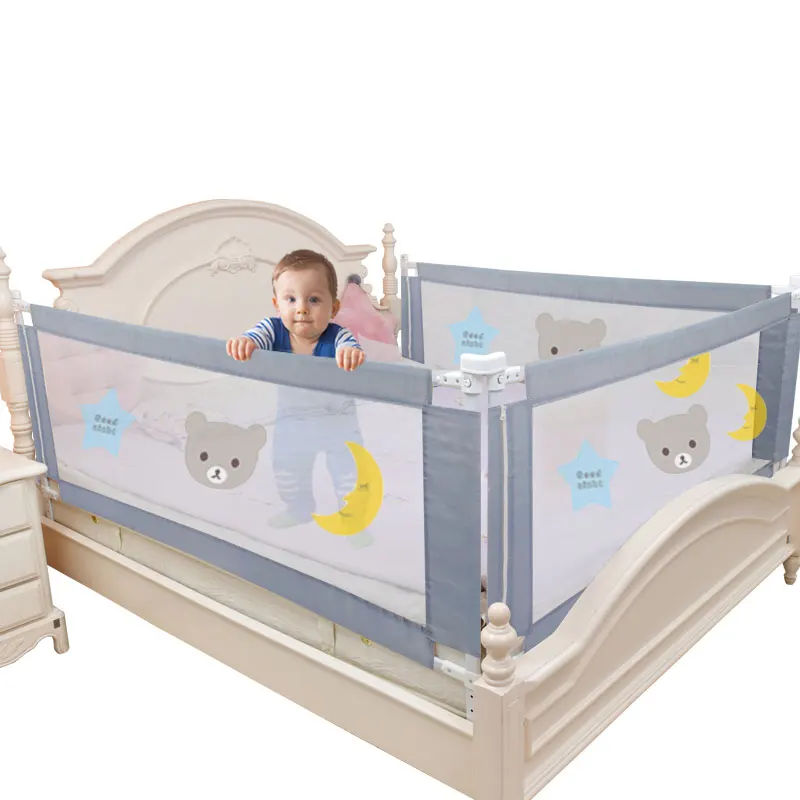 

Children's bed barrier fence safety guardrail security foldable baby home playpen on bed fencing gate crib adjustable kids rails