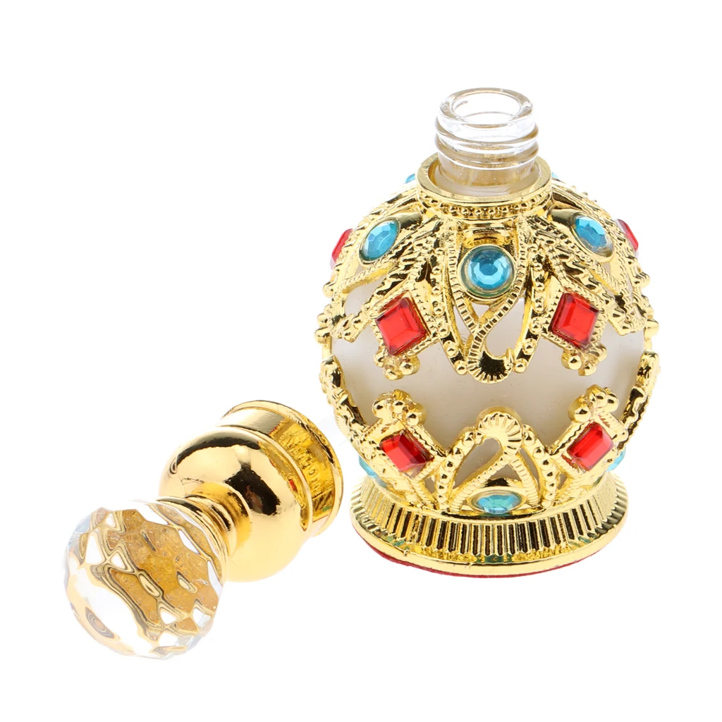 Antique Retro Rhinestones Glass Makeup Container for Perfume Essential Oil Cosmetic Bottle (15ML)