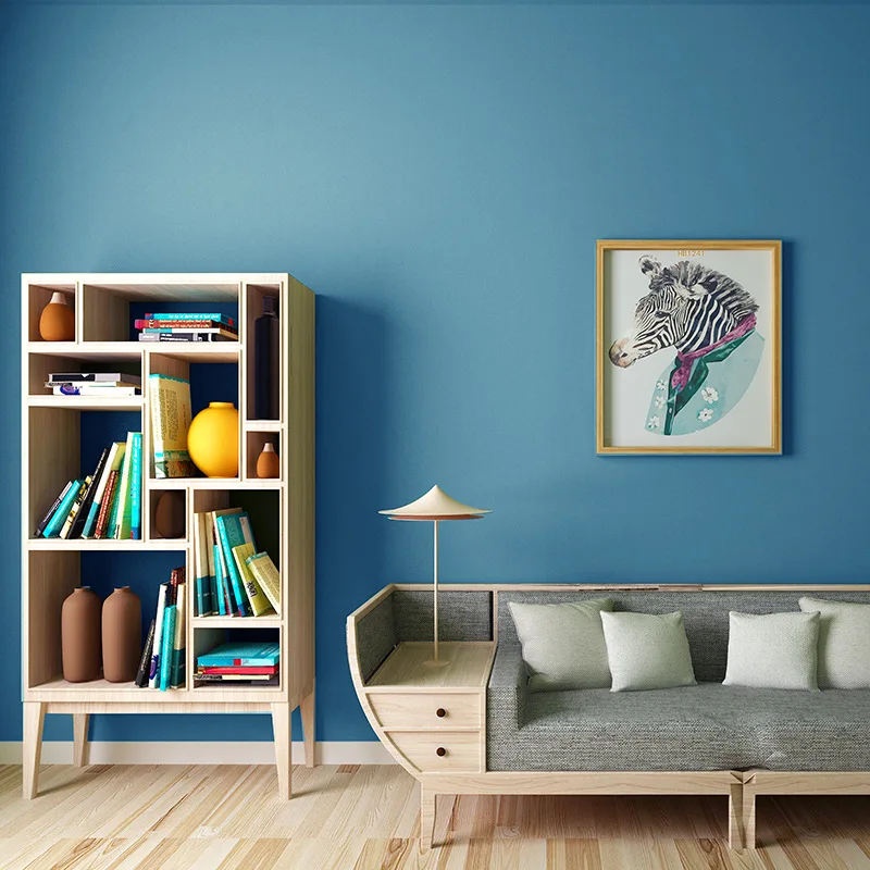 

Fresh Mediterranean-Style Solid Color Versatile Sky Blue Living Room Wallpaper Modern Minimalist Nonwoven Fabric Plain Color Bed
