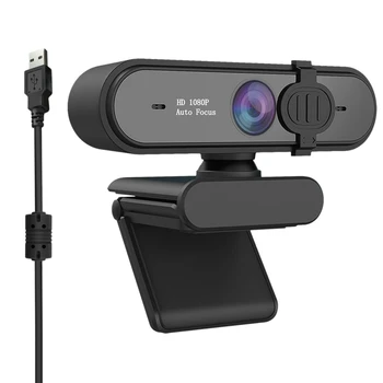

K20 Webcam USB Driver-Free 2 Million Autofocus with Microphone Black Webcam Suitable for Live Teaching Office(with Base)