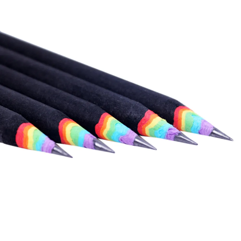 2B карандаш черно-белый деревянный набор Радужный экологичный карандаш внешний вид ручка школьные офисные принадлежности - Цвет: BK