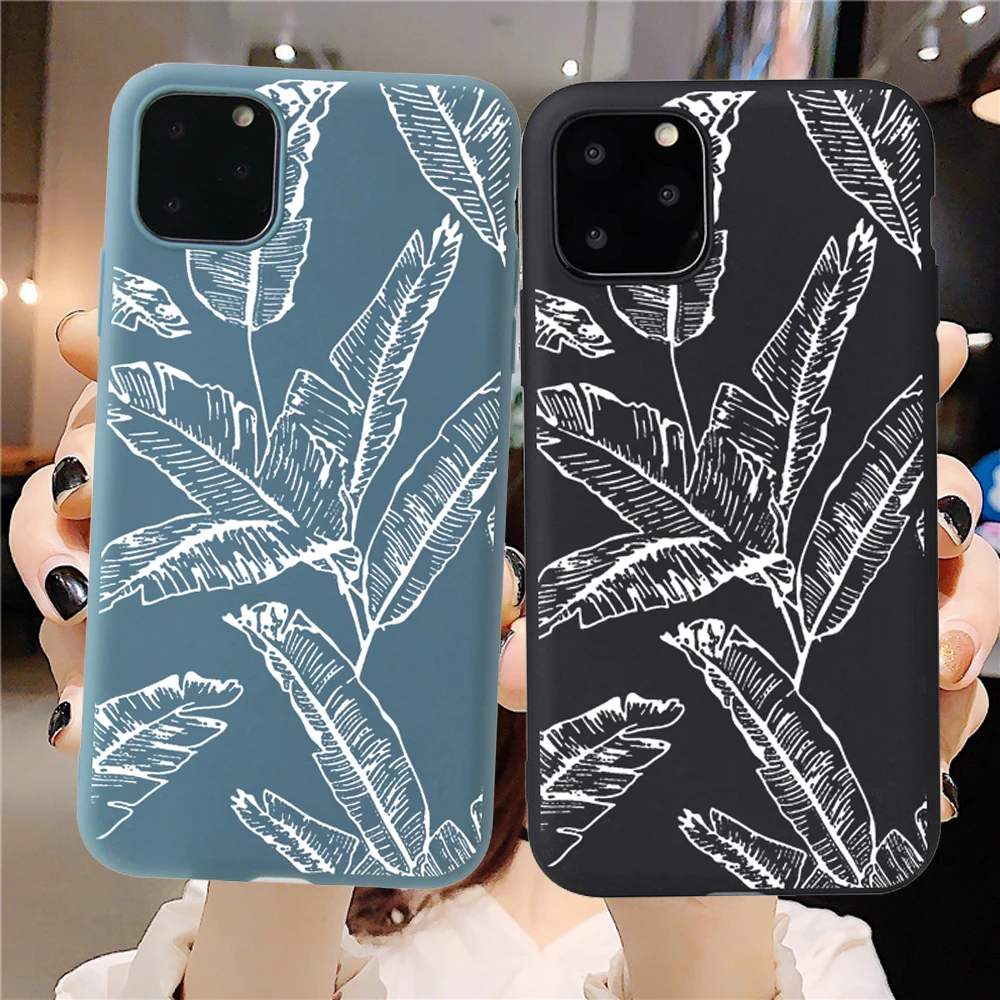 Роскошный мягкий чехол из ТПУ с рисунком листьев для телефона iPhone 11 Pro Max 12 Mini XR X XS 7