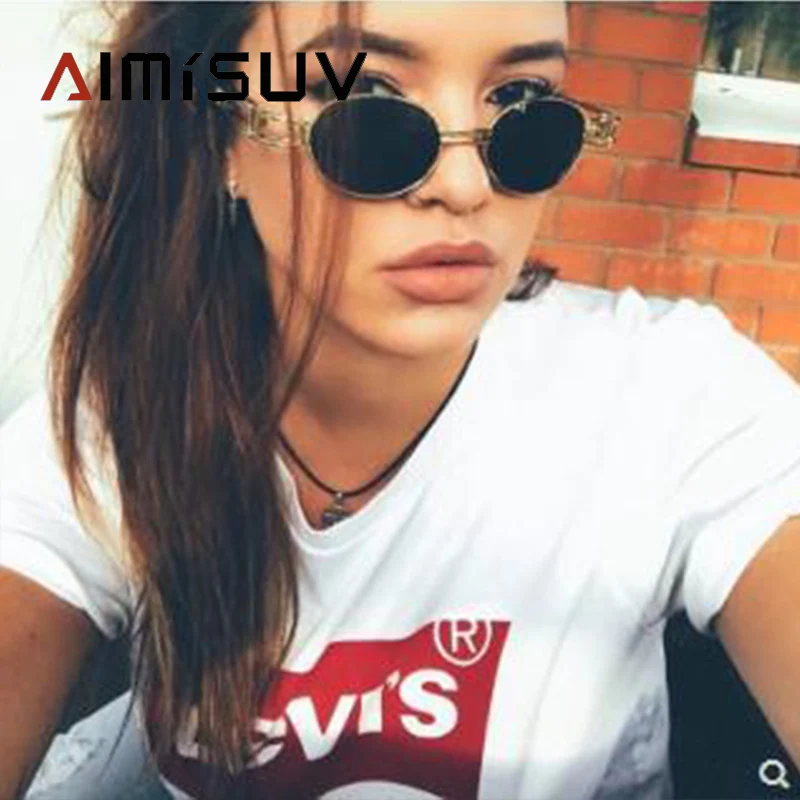 Солнцезащитные очки AIMISUV в стиле стимпанк женские овальные с металлическим
