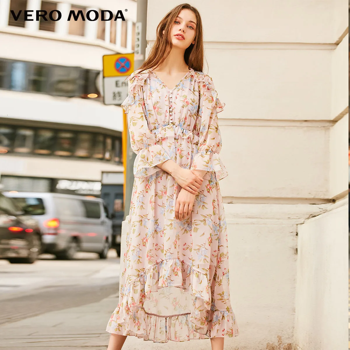 Vero Moda 2019 Новое поступление Длинный Шифоновый Сарафан трапециевидной формы с