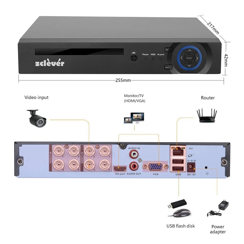 Zclever 8CH CCTV Системы 1200TVL охранных системах видеонаблюдения комплект 720P AHD DVR с 4/8 шт. Крытый Камера Ночное видение