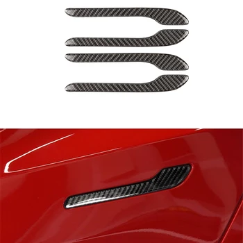 

for Tesla Model 3 2017-2019 Car Exterior Door Handle Sticker Decals Cover Trim Carbon Fiber Decorative Stickers Auto Styling