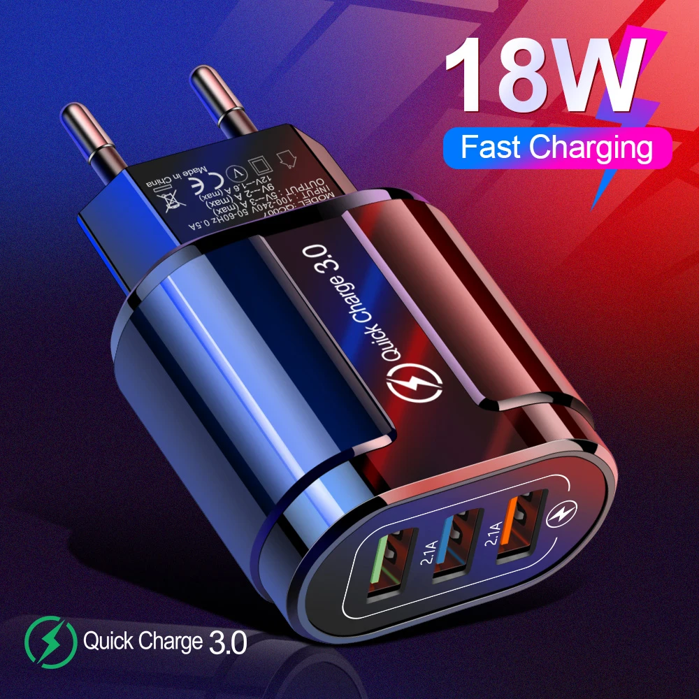  Адаптер питания Irongeer с 3 USB-портами и поддержкой быстрой зарядки 3.0/4.0, 18 Вт 
