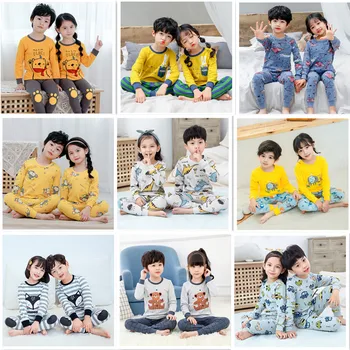 

Kids Pajamas Autumn Girls Boys Sleepwear Nightwear Baby Infant Clothes Animal Cartoon Pajama Sets Cotton Children's Pyjamas