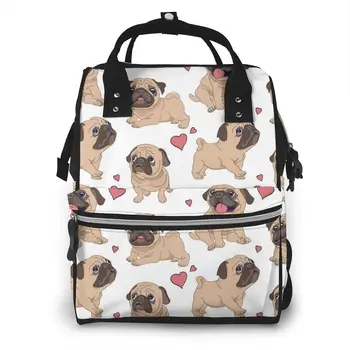 

Funny Cartoon Pugs Puppies Dogs Diaper Bag Mummy Maternity Baby Bag Travel Baby Nappy Changing Backpack Women Stroller Organizer