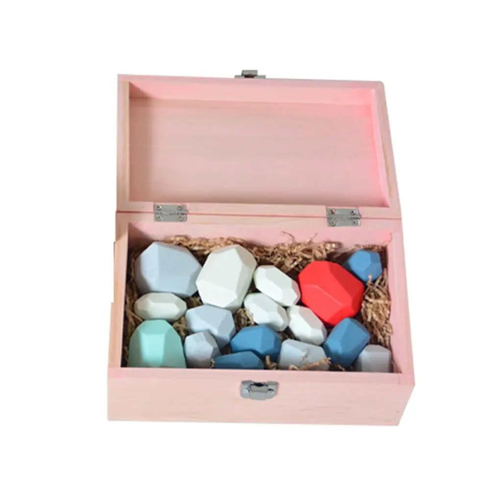 

Wooden Colored Stone Jenga Building Block Educational Toy Creative Nordic Style Stacking Game Rainbow Wooden Toy Kids Gift