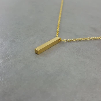 

Vertical Long Bar Chain Necklace Minimalist Jewelry Rose Gold Color Stainless Steel Square Bar Pendant Necklace Women Naszyjnik