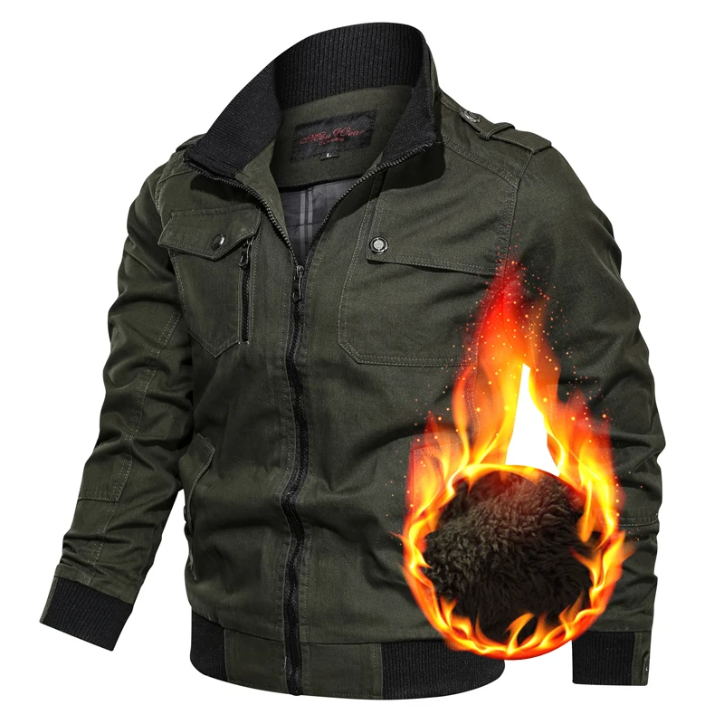 Мужская куртка в стиле милитари, зимняя хлопковая куртка, армейская мужская куртка пилота, флисовая Повседневная теплая куртка-карго для тренировок