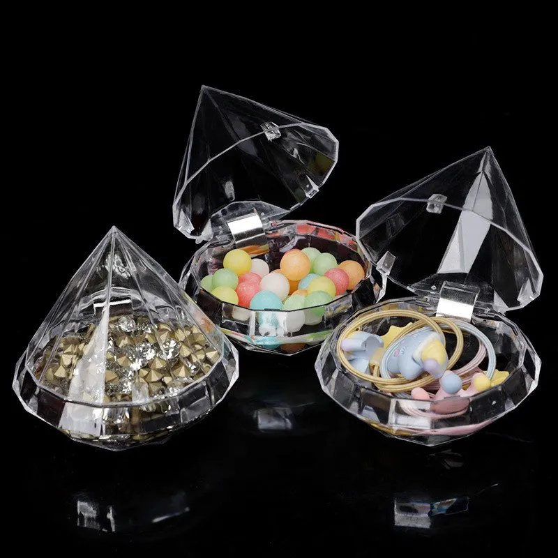 

12pcs Hot New Candy Box Food Grade Transparent Plastic Diamond Shape Candy Box Container Halloween Children Food Ttorage