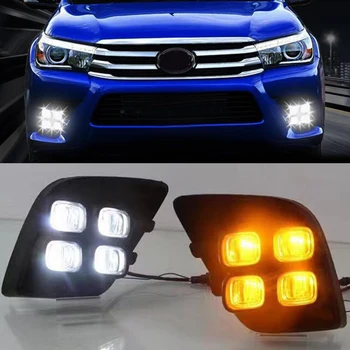 

LED DRL Daytime Running Lights Daylight Fog Lamp Decoration Signal For Toyota Hilux Revo Vigo 2015 2016