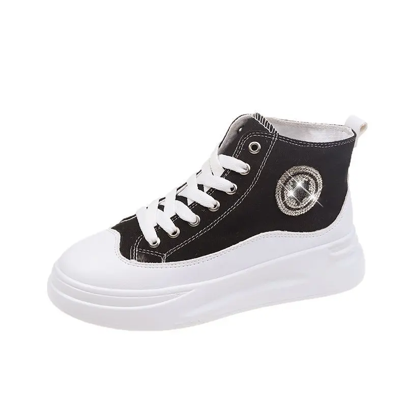 

Women's High-top Canvas Shoes Spring and Autumn New Female Platform Sneakers Shoes Thick-soled Ladies Casual Shoes