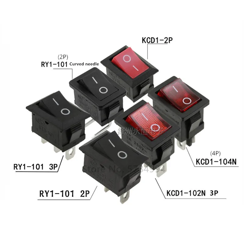200PCS KCD1 Rocker Switch ON-OFF water dispenser electronic scale button power switch 2P/3P/4PIN 21*15/13*19MM Ship type | Обустройство