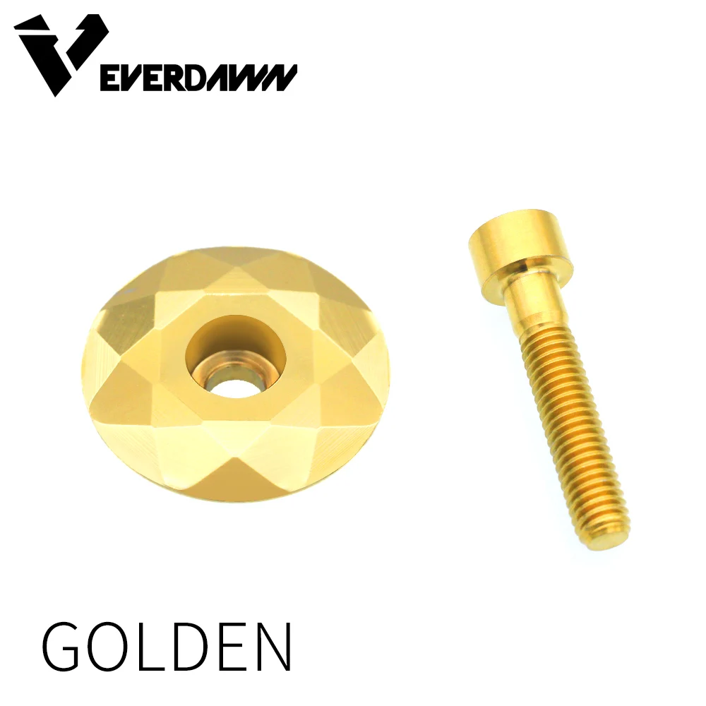 EVERDAWN рулевая колонка MTB верхняя крышка велосипедный колпак с титановыми болты крепежные - Цвет: Золотой