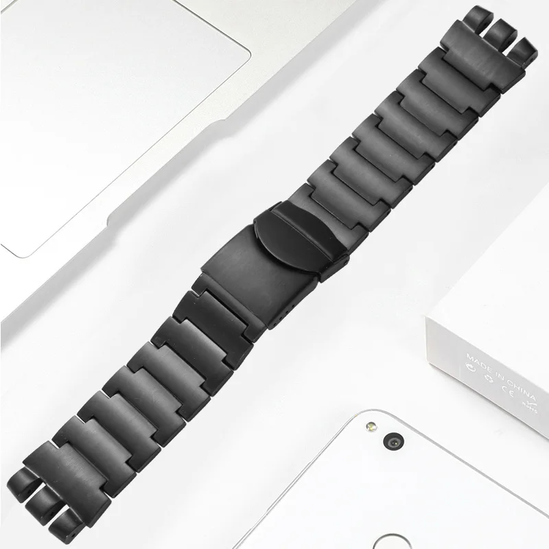 Cinturino In Acciaio Inossidabile Sostitutivo Accessori Per Orologi Swatch Bracciale In Metallo Convesso Concavo Argento Nero 17 19 23Mm