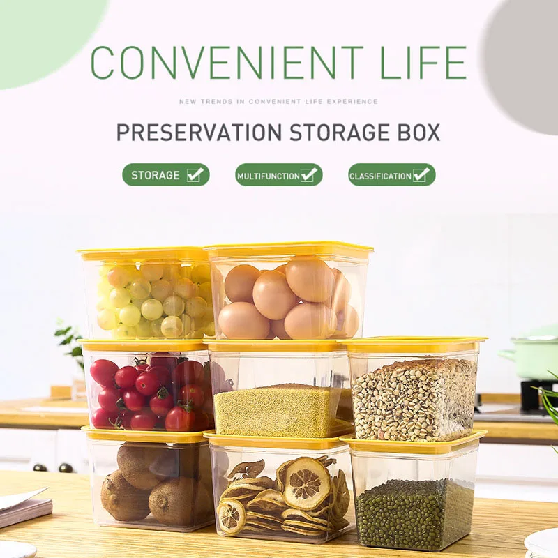 Желтая коробка для хранения бытовые принадлежности хорошая герметизация