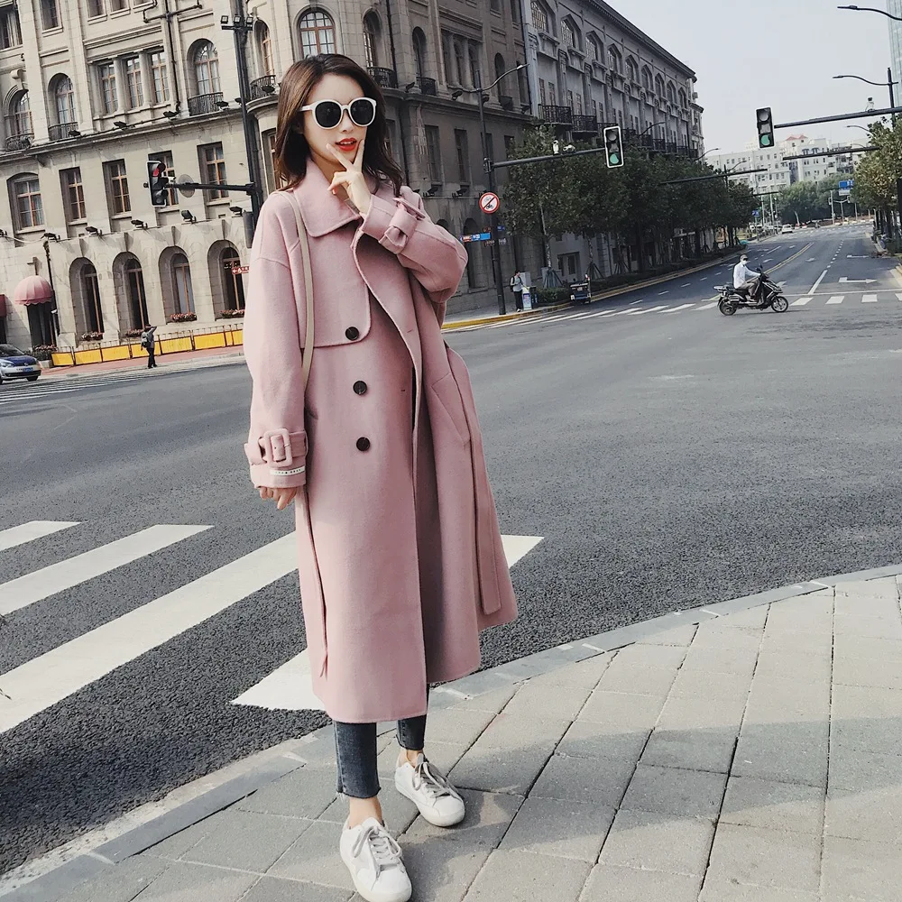 

Photo Shoot Fashionable Woolen Jacket 2019 Autumn And Winter New Style WOMEN'S Dress Retro CHIC-Style Waist Hugging Double Breas