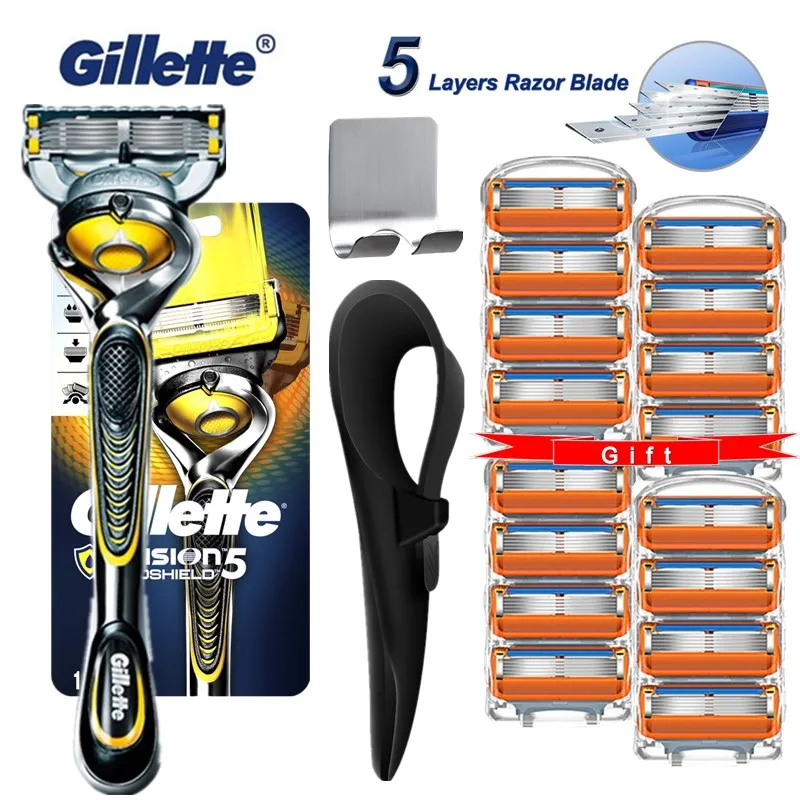 

Gillette Fusion Proshield Straight Razor Men Manual Shaver Razors Machine for Shaving Blade Cassettes Rubber Sleeve and Hook