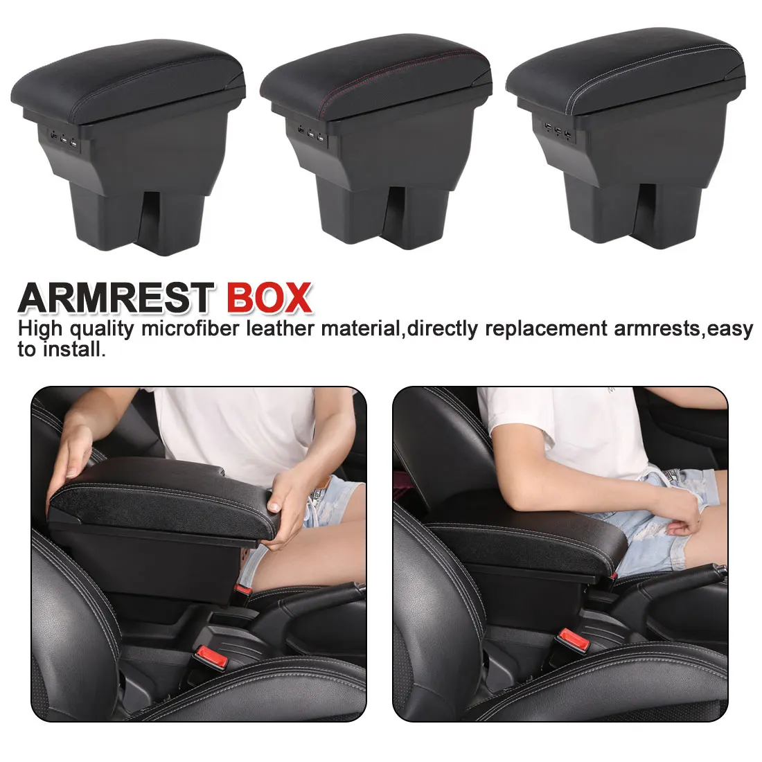 

Armrest Box Car Usb Charging Centre Console Storage Box Modification Accessories Double Raised With Usb For Suzuki Vitara