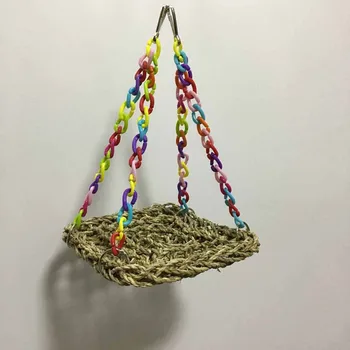 

Home Bird Accessories Straw Parrot Toys Parrot Swing Toy Nest Hammock Mini Flying Trapeze Stand Platform Supplies 1