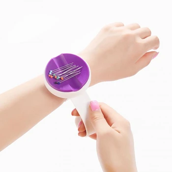 

New Magnetic Wrist Wear Needle Box Plastic DIY Round Sewing Needle Case Pin Cushion Storage Box Weave Sewing Accessories