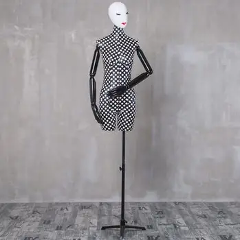 

4colour wood mannequin body stand Female dress plastic cloth foam Mannequin,flexible adjustable Iron tripod base doll 1PC D314