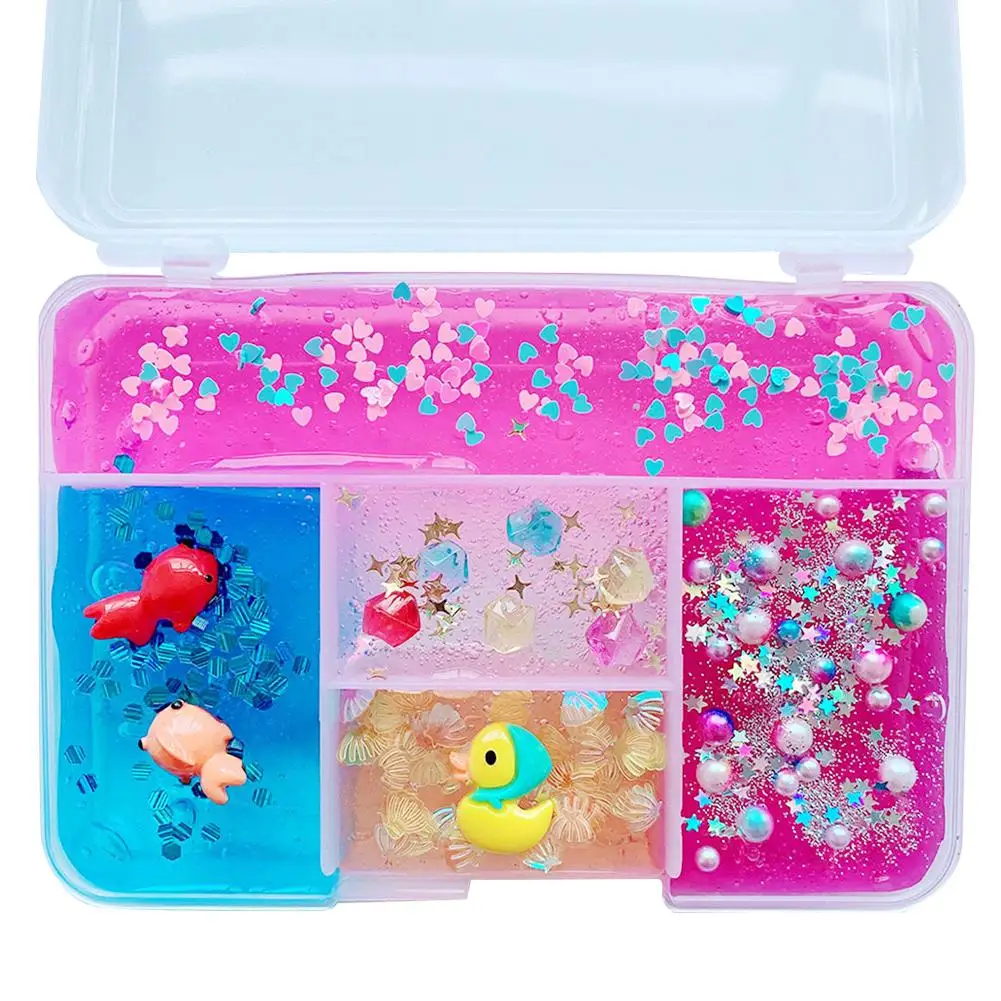 Five Square Grid Slime Crystal Mud Kit DIY Charm Slime Kit Soft Modeling Clay Plasticine Toys Fluffy Polymer Clay Antistress Toy - Цвет: ocean series