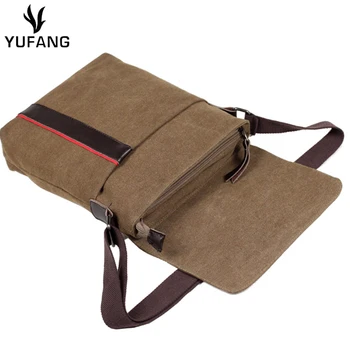 

YUFANG Canvas Messenger Bag Male Vertical Daily Man Shoulder Bag Black Brown Color Crossbody Bag Trendy Teenager Boy Sling Bag