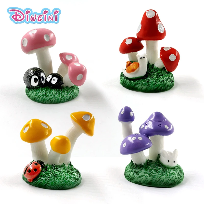 4pcs Snail Ladybug Rabbit Mushroom Tree Resin Action Figure Model Figurine Birthday Cake Decoration Toy Set Doll House Gift Kids Action Figures Aliexpress