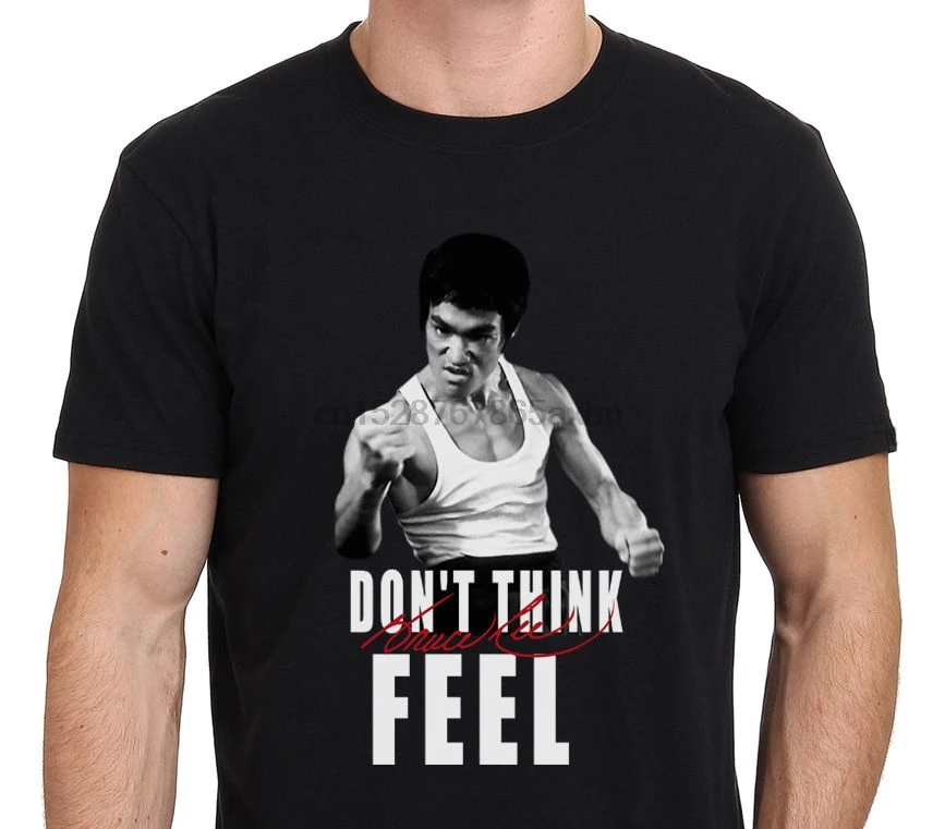 2019 New Arrival Men T Shirt Adults Casual Tee Shirts Bruce Lee Quote Don t Think Feel homme Short sleeve T-shirt | Мужская одежда