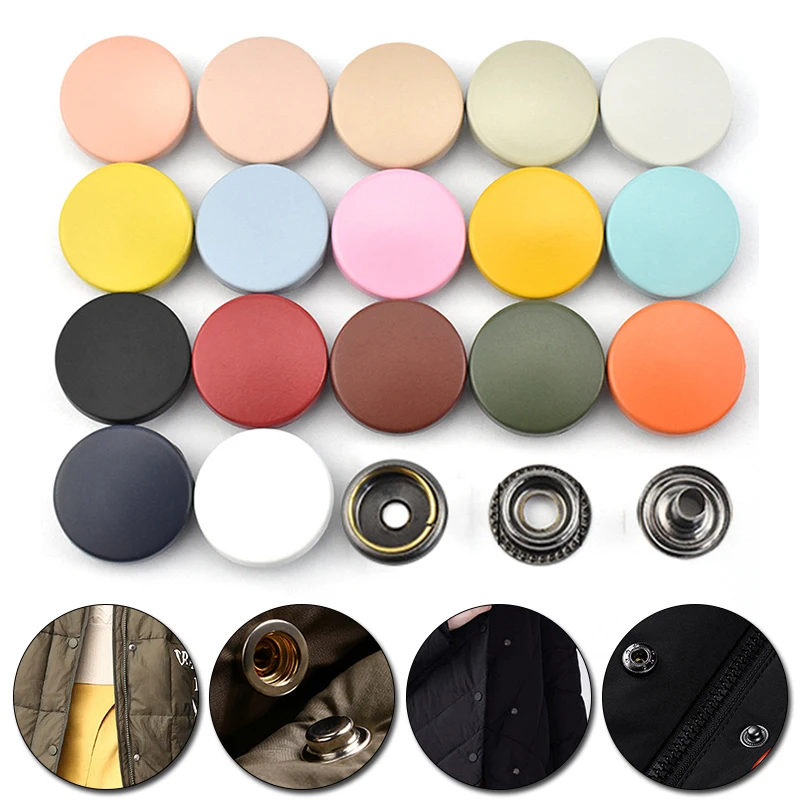 

10sets Snap Fastener Metal Buttons For Handmade Sewing Leather Craft Clothes Bags DIY Accessories Decorative Round Buttons